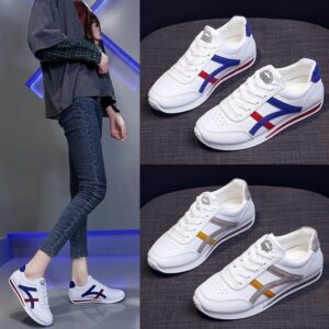 Women's White Casual Sneakers - Thick Sole Lightweight Shoes for Outdoor & Daily Wear, Trendy Spring 2024 Fashion All-Season Comfort - 1 Women's White Casual Sneakers - Thick Sole Lightweight Shoes for Outdoor & Daily Wear, Trendy Spring 2024 Fashion All-Season Comfort