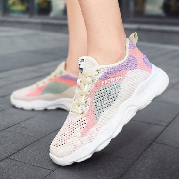 Women's Fashion Sneakers - Soft Sole Breathable Knit Running Shoes for Casual & Sports, Trendy Pastel Colors All-Season Comfort