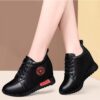 Women's Height Increasing Casual Shoes - Fashion Thick-Sole Platform Leather Sneakers with Soft Cushion, Versatile Sports-Inspired Design for Daily Wear