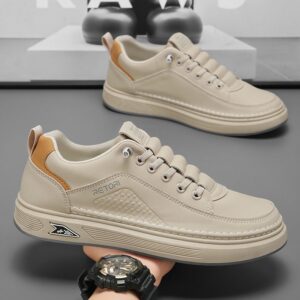 Men's Casual Shoes men - Breathable White Sneakers with Thick Sole, Trendy Sports Loafers for Outdoor & Daily Wear - 1 Men's Casual Shoes men - Breathable White Sneakers with Thick Sole, Trendy Sports Loafers for Outdoor & Daily Wear
