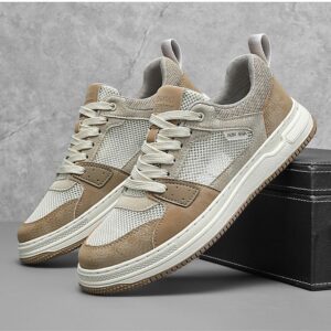 Youth Men's Student Campus Sneakers Man - Trendy Sports Casual Shoes Viatu vya Kiume with Non-Slip & Wear-Resistant Rubber Sole & PU Lace-Up for Street Fashion