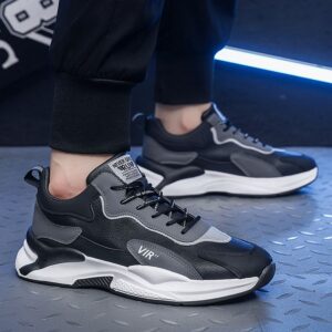 Youth Men's Trendy Sports Sneakers Man - Non-Slip & Wear-Resistant Rubber Sole PU Shoes Viatu vya Kiume with Lace-Up for Casual Street Style