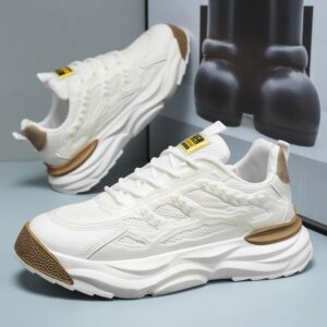 Hot Youth Men's Chunky Platform Sneakers Man - Breathable Mesh PU Casual Shoes Viatu vya Kiume with Non-Slip & Wear-Resistant Rubber Sole for Versatile Street Fashion - 1 Hot Youth Men's Chunky Platform Sneakers Man - Breathable Mesh PU Casual Shoes Viatu vya Kiume with Non-Slip & Wear-Resistant Rubber Sole for Versatile Street Fashion