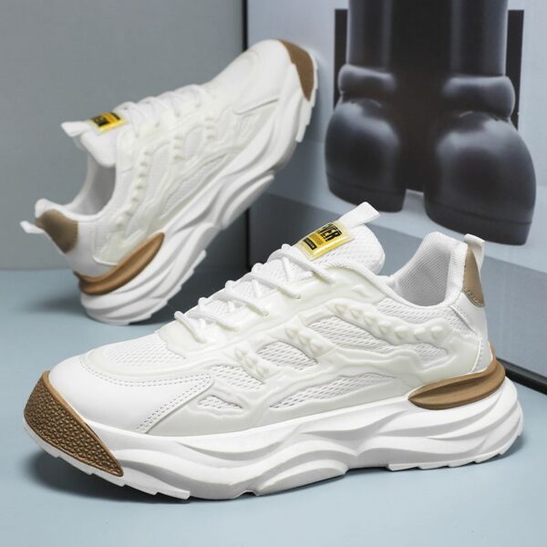 Hot Youth Men's Chunky Platform Sneakers Man - Breathable Mesh PU Casual Shoes Viatu vya Kiume with Non-Slip & Wear-Resistant Rubber Sole for Versatile Street Fashion
