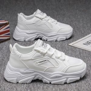Hot Youth Men's Chunky Platform Sneakers Man - Breathable Mesh PU Casual Shoes Viatu vya Kiume with Non-Slip & Wear-Resistant Rubber Sole for Versatile Street Fashion - 1 Hot Youth Men's Chunky Platform Sneakers Man - Breathable Mesh PU Casual Shoes Viatu vya Kiume with Non-Slip & Wear-Resistant Rubber Sole for Versatile Street Fashion