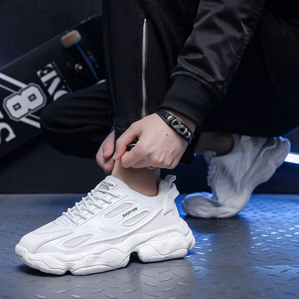 Hot Youth Men's Chunky Platform Sneakers Man - New Thick Sole Casual Shoes Viatu vya Kiume with Non-Slip & Wear-Resistant Rubber Sole & Breathable PU for Street Fashion - 1 Hot Youth Men's Chunky Platform Sneakers Man - New Thick Sole Casual Shoes Viatu vya Kiume with Non-Slip & Wear-Resistant Rubber Sole & Breathable PU for Street Fashion