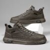 Youth Men's Mid/High Top British Style Sneakers Man - Leather Look PU Casual Shoes Viatu vya Kiume with Non-Slip & Wear-Resistant Rubber Sole & Lace-Up for Urban Fashion
