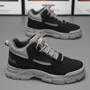 Breathable Anti-Slip Men's Work Boots - High-Cut Durable Safety Shoes for Outdoor Work & Hiking, All-Season Industrial Casual Wear(FBK)