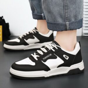 New Youth Men's Casual Sneakers Man - Waterproof & Non-Slip & Wear-Resistant PU Shoes Viatu vya Kiume with Rubber Sole & Lace-Up for Versatile Street - 1 New Youth Men's Casual Sneakers Man - Waterproof & Non-Slip & Wear-Resistant PU Shoes Viatu vya Kiume with Rubber Sole & Lace-Up for Versatile Street