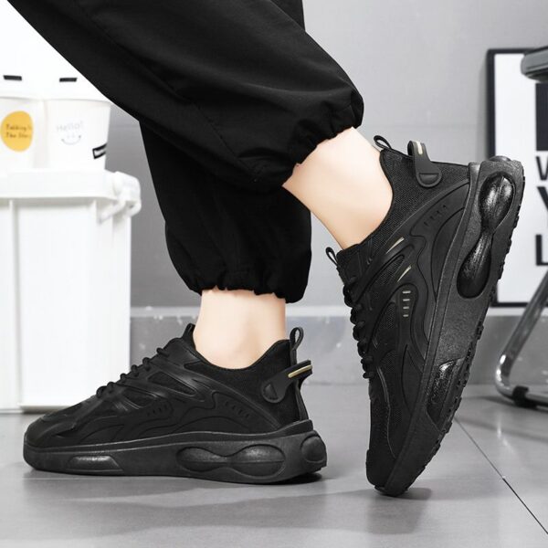 Hot Youth Men's Chunky Sneakers Man - Black Versatile Breathable Mesh Shoes Viatu vya Kiume with Non-Slip & Wear-Resistant Rubber Sole & Lace-Up for Urban - 1 Hot Youth Men's Chunky Sneakers Man - Black Versatile Breathable Mesh Shoes Viatu vya Kiume with Non-Slip & Wear-Resistant Rubber Sole & Lace-Up for Urban