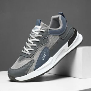 Hot Fashion Sports Sneakers Man - Black & White Breathable Non-Slip PU Leather & Mesh Shoes with Wear-Resistant Rubber Sole, Lace-Up Viatu vya Kiume for Urban Street Style