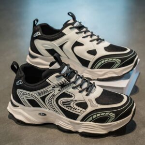 Hot Youth Men's Chunky Retro Sneakers Man - Breathable Mesh PU Shoes Viatu vya Kiume with Non-Slip & Wear-Resistant Rubber Sole for Urban Street Fashion