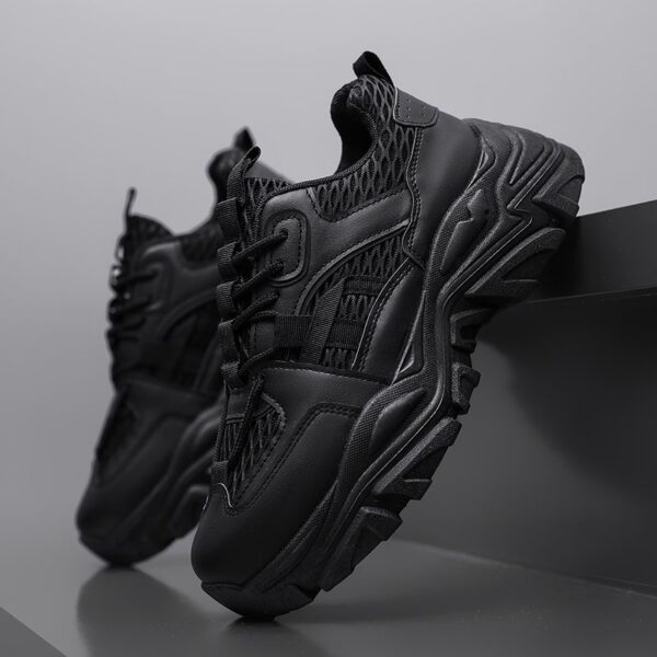 Hot Youth Men's Mesh Sneakers Man - Black Breathable PU Shoes Viatu vya Kiume with Non-Slip & Wear-Resistant Rubber Sole for Student Campus Street Style - 1 Hot Youth Men's Mesh Sneakers Man - Black Breathable PU Shoes Viatu vya Kiume with Non-Slip & Wear-Resistant Rubber Sole for Student Campus Street Style