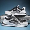 Youth Men's Casual Sneakers Man - Black Breathable PU Leather Shoes Viatu vya Kiume with Non-Slip & Wear-Resistant Sole for Student Campus Street Style