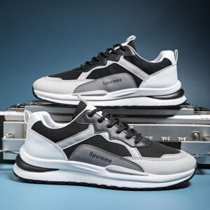 Youth Men's Casual Sneakers Man - Black Breathable PU Leather Shoes Viatu vya Kiume with Non-Slip & Wear-Resistant Sole for Student Campus Street Style