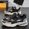 Hot New Men's Dad Sneakers Man - Black Fashion Versatile PU Leather Shoes Viatu vya Kiume with Non-Slip Wear-Resistant Rubber Sole & Lace-Up for Urban Street Style - 1 Hot New Men's Dad Sneakers Man - Black Fashion Versatile PU Leather Shoes Viatu vya Kiume with Non-Slip Wear-Resistant Rubber Sole & Lace-Up for Urban Street Style
