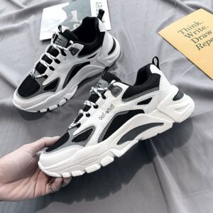 Hot New Men's Dad Sports Sneakers Man - Black Breathable Mesh & Non-Slip Shoes Viatu vya Kiume with Wear-Resistant Rubber Sole for Casual Running Fashion