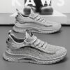 New Men's Sports Sneakers Man - Black Breathable Mesh PU Leather Shoes Viatu vya Kiume with Non-Slip Rubber Sole & Pull-on  Design for Urban Street Fashion