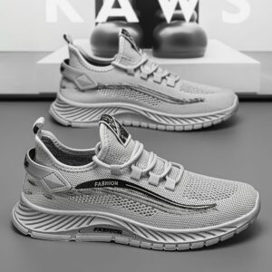New Men's Sports Sneakers Man - Black Breathable Mesh PU Leather Shoes Viatu vya Kiume with Non-Slip Rubber Sole & Pull-on Design for Urban Street Fashion - 1 New Men's Sports Sneakers Man - Black Breathable Mesh PU Leather Shoes Viatu vya Kiume with Non-Slip Rubber Sole & Pull-on Design for Urban Street Fashion