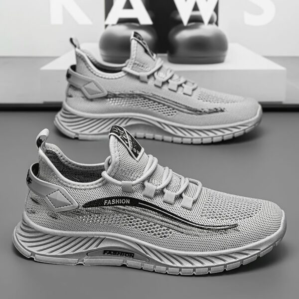 New Men's Sports Sneakers Man - Black Breathable Mesh PU Leather Shoes Viatu vya Kiume with Non-Slip Rubber Sole & Pull-on  Design for Urban Street Fashion