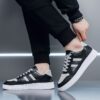 Hot New Men's Casual Platform Sneakers Man - Black Waterproof & Non-Slip PU Leather Shoes Viatu vya Kiume with Wear-Resistant Rubber Sole for Urban Street Fashion - 1 Hot New Men's Casual Platform Sneakers Man - Black Waterproof & Non-Slip PU Leather Shoes Viatu vya Kiume with Wear-Resistant Rubber Sole for Urban Street Fashion