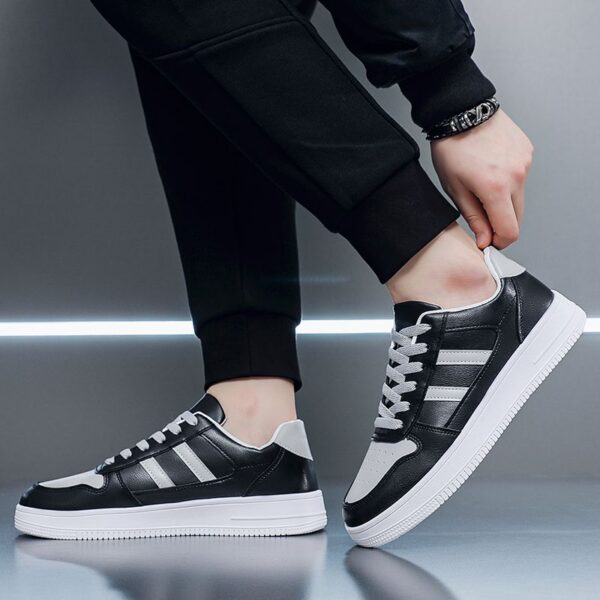 Hot New Men's Casual Platform Sneakers Man - Black Waterproof & Non-Slip PU Leather Shoes Viatu vya Kiume with Wear-Resistant Rubber Sole for Urban Street Fashion - 1 Hot New Men's Casual Platform Sneakers Man - Black Waterproof & Non-Slip PU Leather Shoes Viatu vya Kiume with Wear-Resistant Rubber Sole for Urban Street Fashion