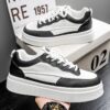 Youth Men's Casual Platform Sneakers Man - Breathable Non-Slip PU Leather Shoes Viatu vya Kiume with Wear-Resistant Rubber Sole, Trendy Fashion for Urban Street Style