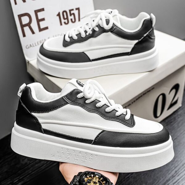 Youth Men's Casual Platform Sneakers Man - Breathable Non-Slip PU Leather Shoes Viatu vya Kiume with Wear-Resistant Rubber Sole, Trendy Fashion for Urban Street Style