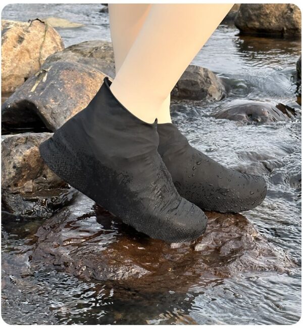 【2 Pairs】African Monsoon Essentials: 2.8mm Latex Overboots - Mud-Proof Rain Shoe Covers with 7-Level Anti-Slip Grip for Nairobi Flood Zones, Heavy-Duty Toe Armor in Vibrant Colors(FBK)(discount)