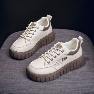 Women's White Sneakers - Korean Style Instagram Fashion Thick-Sole Platform Sports & Running Shoes for Students, Height Increasing Casual Lightweight Design - 1 Women's White Sneakers - Korean Style Instagram Fashion Thick-Sole Platform Sports & Running Shoes for Students, Height Increasing Casual Lightweight Design