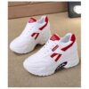 Ladies Height-Increasing Women Sneakers – White-Red Breathable Casual Shoes with Comfortable Fit – Daily Fashion