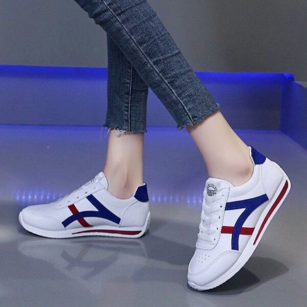 Women's White Casual Sneakers - Thick Sole Lightweight Shoes for Outdoor & Daily Wear, Trendy Spring 2024 Fashion All-Season Comfort - 2 Women's White Casual Sneakers - Thick Sole Lightweight Shoes for Outdoor & Daily Wear, Trendy Spring 2024 Fashion All-Season Comfort