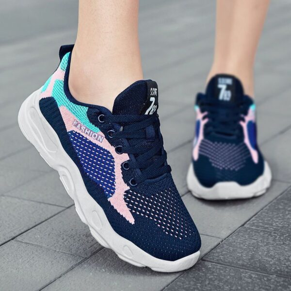 Women's Fashion Sneakers - Soft Sole Breathable Knit Running Shoes for Casual & Sports, Trendy Pastel Colors All-Season Comfort