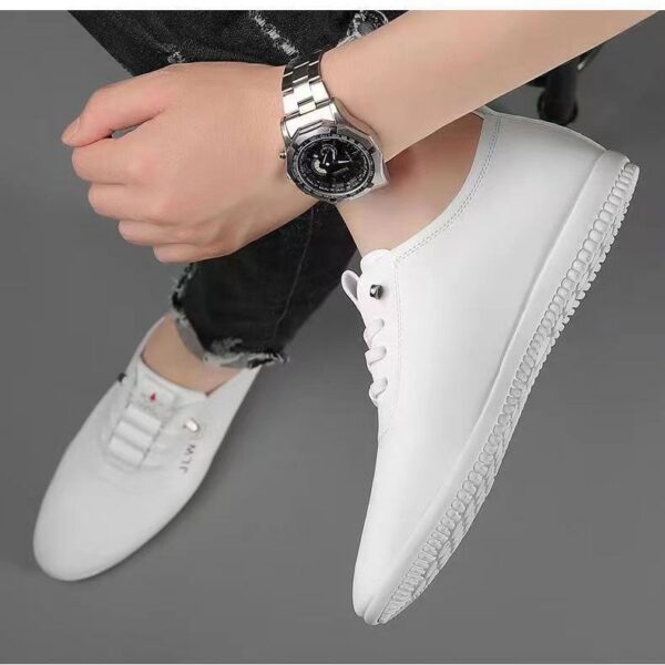 Men's Fashion Casual Shoes - Soft Sole Slip-On Leather Sneakers for Business & Daily Wear, Trendy White Shoes All-Season Comfor - 2 Men's Fashion Casual Shoes - Soft Sole Slip-On Leather Sneakers for Business & Daily Wear, Trendy White Shoes All-Season Comfor
