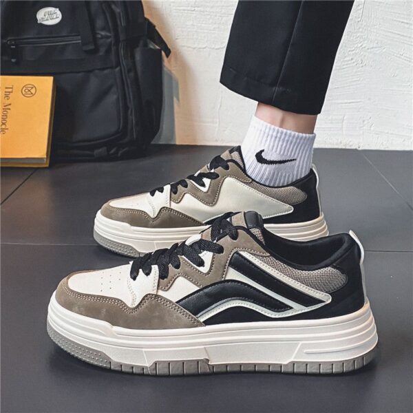 Youth Men's Student Campus Sneakers Man - Trendy Casual Sports Shoes Viatu vya Kiume with Non-Slip & Wear-Resistant Rubber Sole & PU Lace-Up for Street Fashion