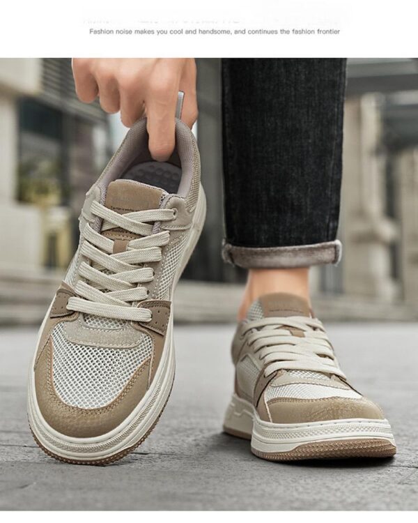 Youth Men's Student Campus Sneakers Man - Trendy Sports Casual Shoes Viatu vya Kiume with Non-Slip & Wear-Resistant Rubber Sole & PU Lace-Up for Street Fashion