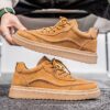 New Men's Suede Leather Sneakers Man - Casual Versatile Rubber Sole Shoes Viatu vya Kiume with Waterproof & Non-Slip & Wear-Resistant for Fashionable Streetwear