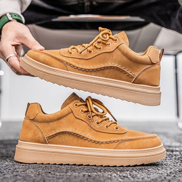 New Men's Suede Leather Sneakers Man - Casual Versatile Rubber Sole Shoes Viatu vya Kiume with Waterproof & Non-Slip & Wear-Resistant for Fashionable Streetwear