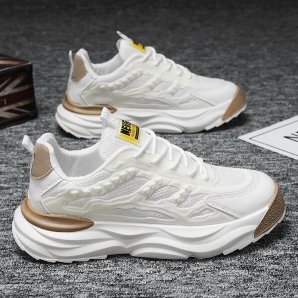 Hot Youth Men's Chunky Platform Sneakers Man - Breathable Mesh PU Casual Shoes Viatu vya Kiume with Non-Slip & Wear-Resistant Rubber Sole for Versatile Street Fashion