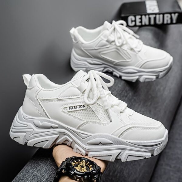 Hot Youth Men's Chunky Platform Sneakers Man - Breathable Mesh PU Casual Shoes Viatu vya Kiume with Non-Slip & Wear-Resistant Rubber Sole for Versatile Street Fashion