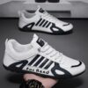 Hot Youth Men's Slip-On Sneakers Man - New Leather Look PU Casual Shoes Viatu vya Kiume with Waterproof & Non-Slip & Wear-Resistant Rubber Sole for Versatile Street Fashion