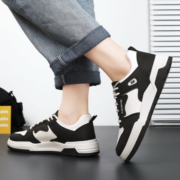 New Youth Men's Casual Sneakers Man -   Waterproof & Non-Slip & Wear-Resistant PU Shoes Viatu vya Kiume with Rubber Sole & Lace-Up for Versatile Street
