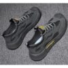 New Youth Men's Casual Sports Sneakers Man - Grey Breathable Mesh PU Shoes Viatu vya Kiume with Non-Slip & Wear-Resistant Rubber Sole & Lace-Up for Urban Street