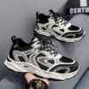 Hot Youth Men's Chunky Retro Sneakers Man - Breathable Mesh PU Shoes Viatu vya Kiume with Non-Slip & Wear-Resistant Rubber Sole for Urban Street Fashion