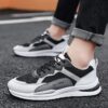 Youth Men's Casual Sneakers Man - Black Breathable PU Leather Shoes Viatu vya Kiume with Non-Slip & Wear-Resistant Sole for Student Campus Street Style