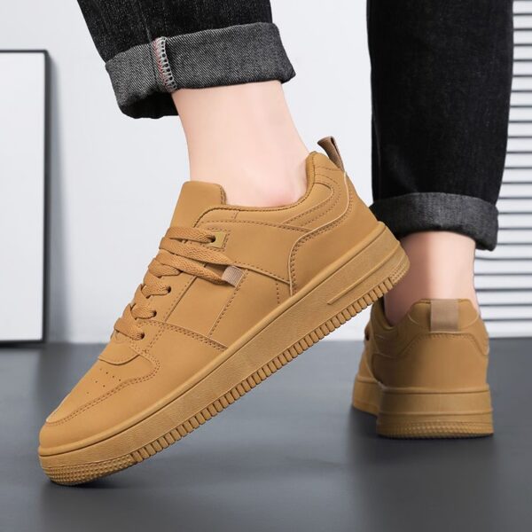 Youth Men's Casual Sports Sneakers Man - Black Fashion PU Leather Shoes Viatu vya Kiume with Non-Slip Wear-Resistant Rubber Sole & Lace-Up for Urban Street Style - 2 Youth Men's Casual Sports Sneakers Man - Black Fashion PU Leather Shoes Viatu vya Kiume with Non-Slip Wear-Resistant Rubber Sole & Lace-Up for Urban Street Style