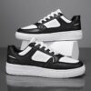 Youth Men's Minimalist Casual Sneakers Man - Black & White Versatile PU Leather Shoes Viatu vya Kiume with Non-Slip Wear-Resistant Rubber Sole & Lace-Up for Student Campus Street Style