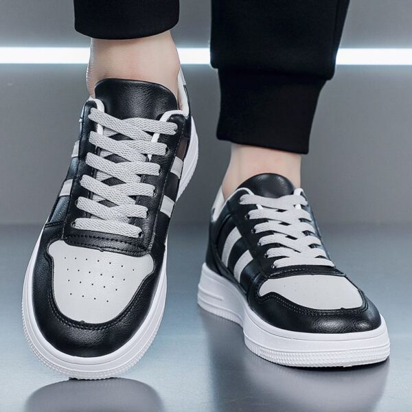 Hot New Men's Casual Platform Sneakers Man - Black Waterproof & Non-Slip PU Leather Shoes Viatu vya Kiume with Wear-Resistant Rubber Sole for Urban Street Fashion - 2 Hot New Men's Casual Platform Sneakers Man - Black Waterproof & Non-Slip PU Leather Shoes Viatu vya Kiume with Wear-Resistant Rubber Sole for Urban Street Fashion