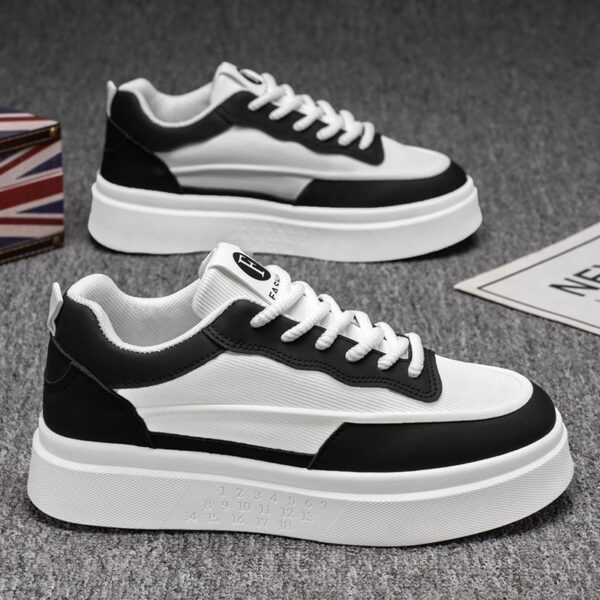 Youth Men's Casual Platform Sneakers Man - Breathable Non-Slip PU Leather Shoes Viatu vya Kiume with Wear-Resistant Rubber Sole, Trendy Fashion for Urban Street Style