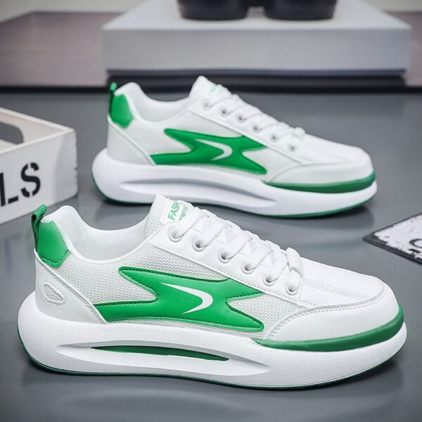 Youth Men's Hot Casual Platform Sneakers Man - Breathable Non-Slip PU Leather Shoes with Wear-Resistant Rubber Sole Viatu vya Kiume, Trendy Style for Student Campus & Urban Street